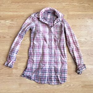 Free People Plaid Cotton L/S shirt sz 2